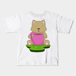 Cat Coffee Cup Kids T-Shirt